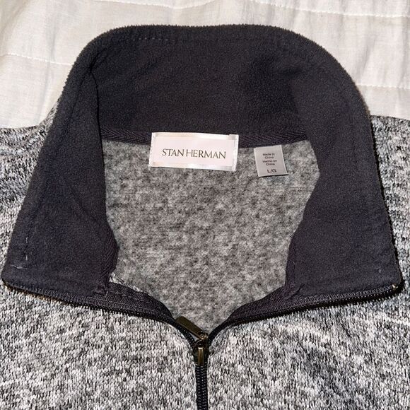 Stan Herman L Knit Silver Gray Heathered Fleece Inner Full Zip Sweatshirt - Picture 11 of 13
